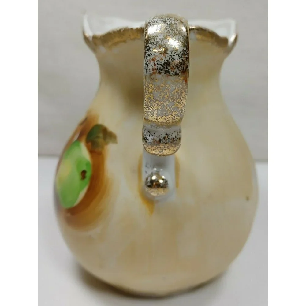 Vintage Ardco Hand Painted Harvest Fruit Gold Trim Pitcher With Bowl C2101